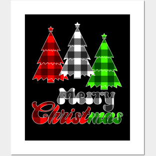 Christmas Tree Women Red Buffalo Plaid Green Buffalo Plaid White Buffalo Plaid Xmas Posters and Art